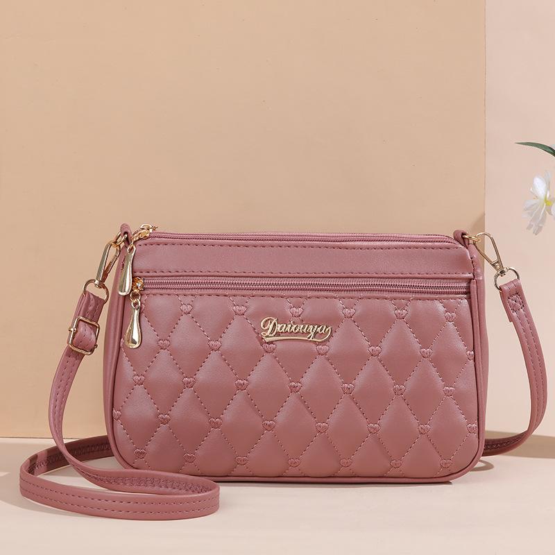 KaiTingu Mooie geborduurde sling bag dames meerdere zakken en schoudertas met grote capaciteit mode damestas 25x6x17cm roze