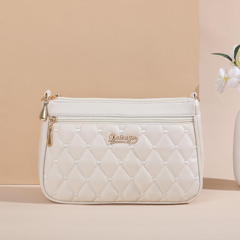 KaiTingu Mooie geborduurde sling bag dames meerdere zakken en schoudertas met grote capaciteit mode damestas 25x6x17cm wit