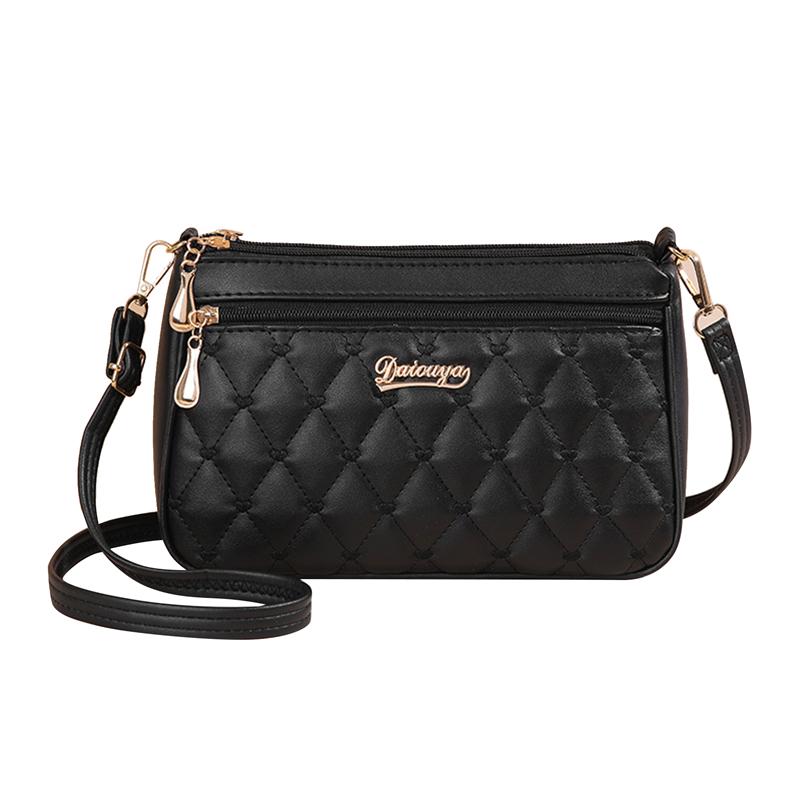 Departsyi PU leren crossbody tas rits mode schoudertas voor vrouwen grote capaciteit borduurgaren kleine portemonnee One Size zwart