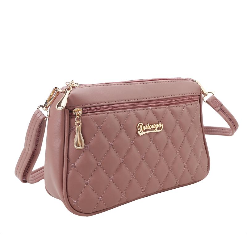 Departsyi PU leren crossbody tas rits mode schoudertas voor vrouwen grote capaciteit borduurgaren kleine portemonnee One Size roze
