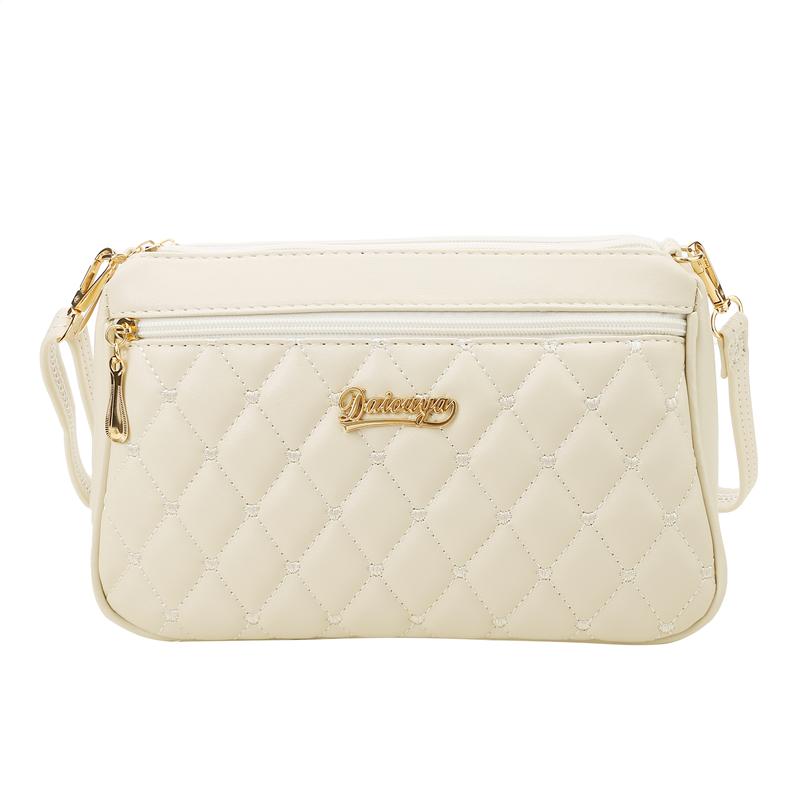 Departsyi PU leren crossbody tas rits mode schoudertas voor vrouwen grote capaciteit borduurgaren kleine portemonnee One Size wit