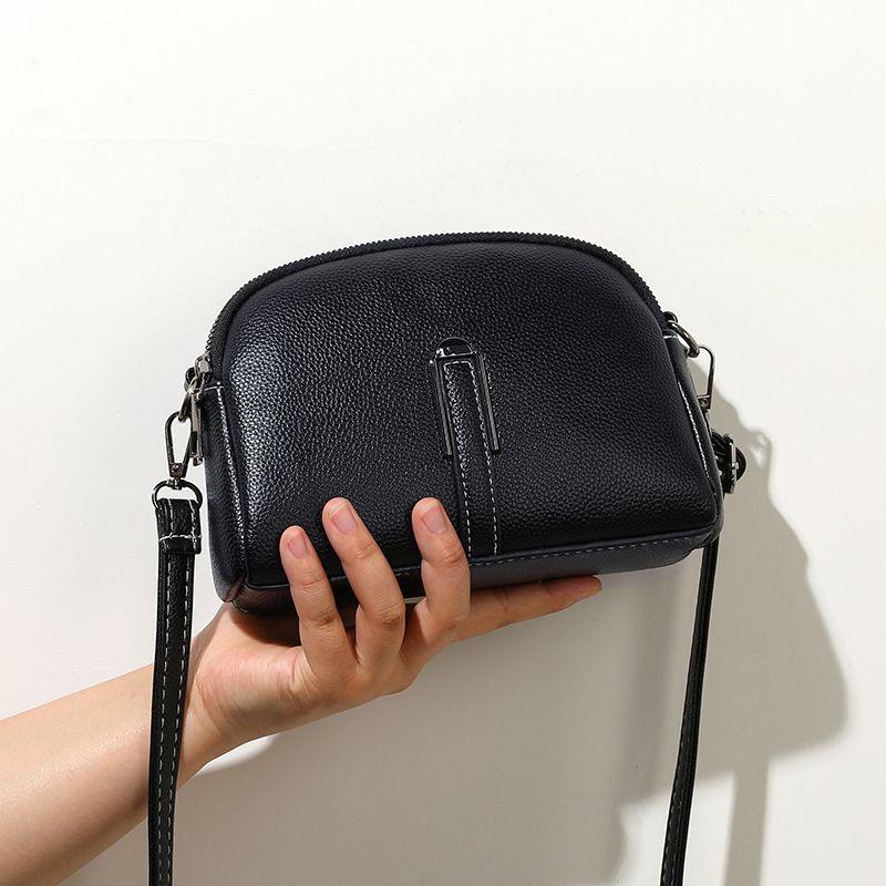WTEMPO Echte leren tas Luxe dameshandtassen Tas voor dames Vrouwelijke clutch Telefoontassen Schoudertas Crossbody Messenger Pack zwart