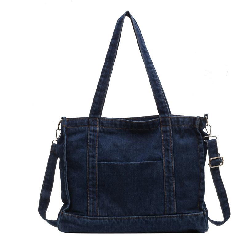 KULUOSIDI BAG Denim Tote Bag Dames Schoudertas Casual Crossbody Tas donkerblauwe kleur