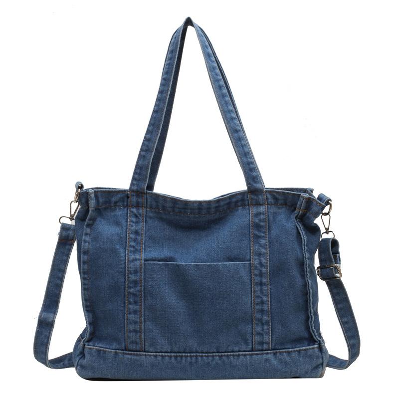 KULUOSIDI BAG Denim Tote Bag Dames Schoudertas Casual Crossbody Tas lichtblauwe kleur