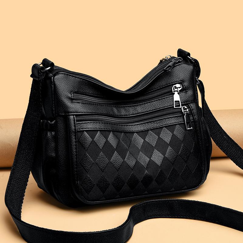 The best future Modieuze PU leren schoudertas voor dames, grote capaciteit, meerlaagse crossbody tas voor dagelijks gebruik zwart