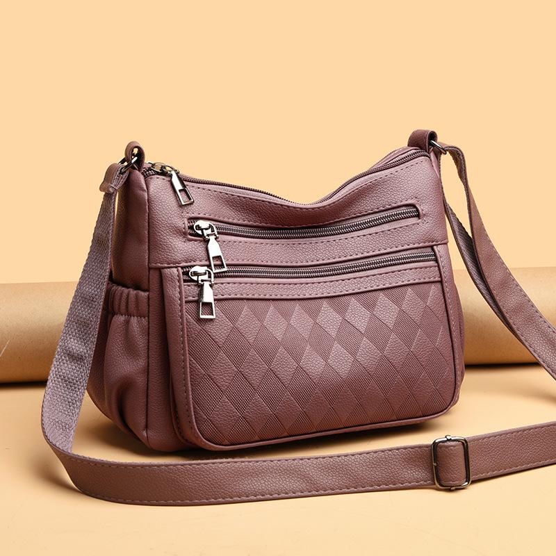 The best future Modieuze PU leren schoudertas voor dames, grote capaciteit, meerlaagse crossbody tas voor dagelijks gebruik paars