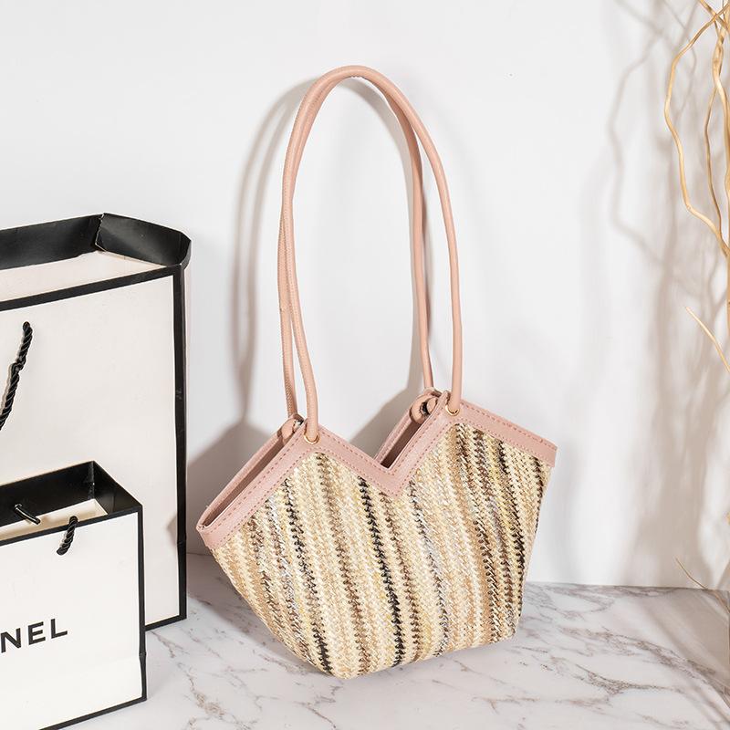 VIA ROMA Casual, veelzijdige geweven schoudertas met regenboogstrepen en briljante kleuren Crossbody damestas one size