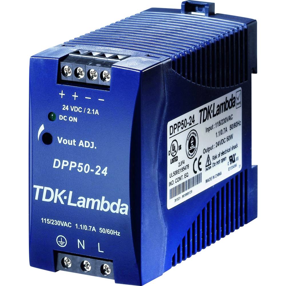 TDK-Lambda DPP50-24 DIN-rail netvoeding 24 V/DC 2.1 A 50 W Aantal uitgangen: 1 x Inhoud: 1 stuk(s)