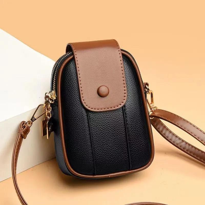 VIA ROMA Leuke tas Dames mobiele telefoon tas Kleine vierkante tas Schoudertas Crossbody tas One Size zwart