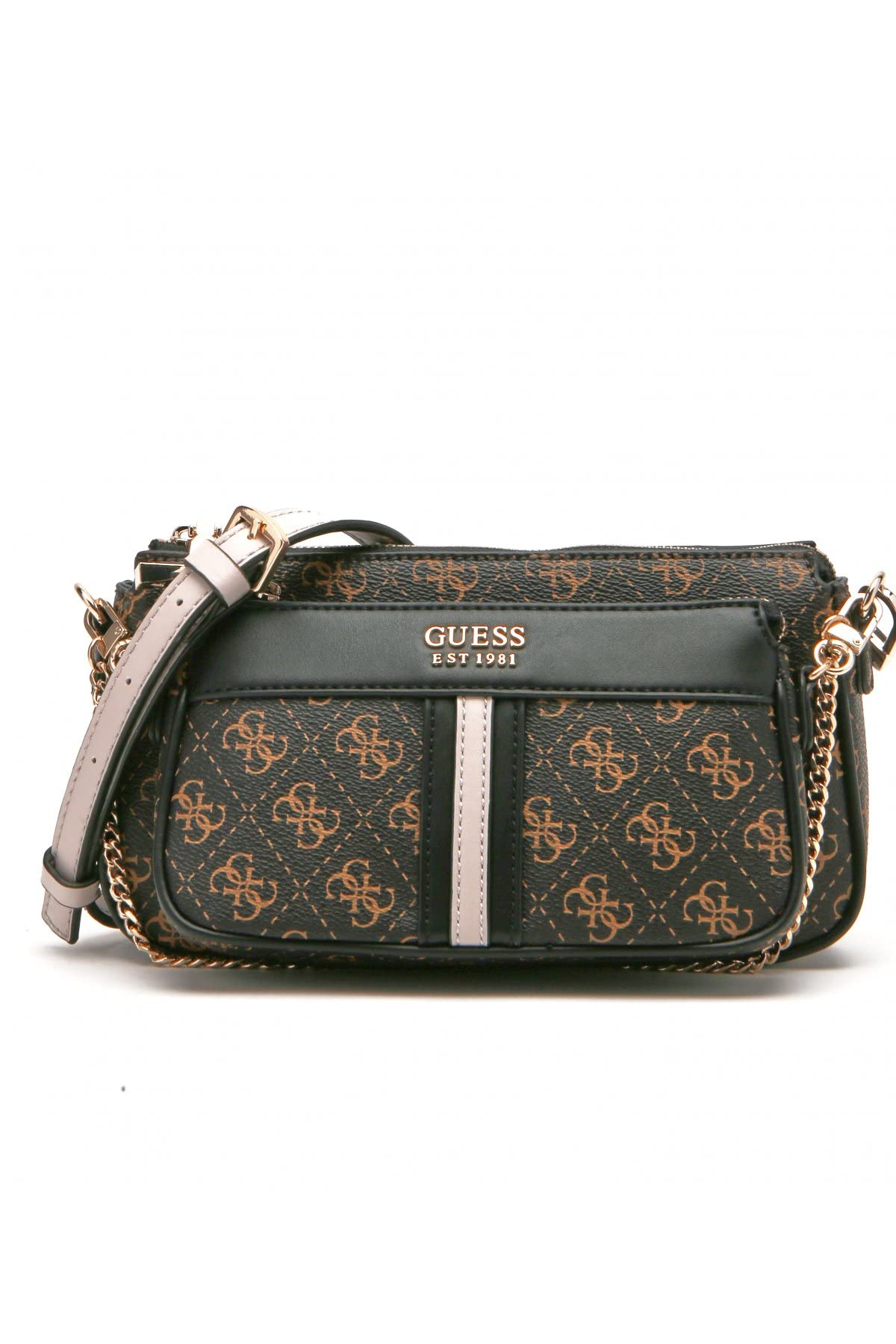 Arkadia Japan GUESS Kasinta Dubbele Rits Pouch Bruin Multi Crossbody,