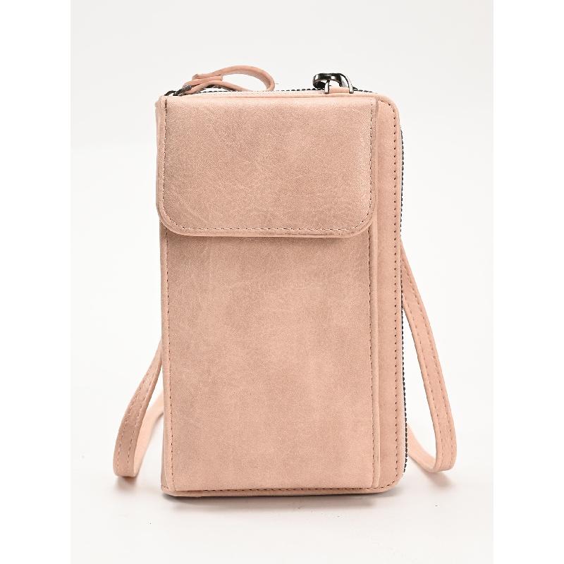 RUWB BAGS Meisjes Vrouwen Portemonnee Schouder Mini Leren Tassen Riemen Mobiele Telefoon Grote Kaarthouders Portemonnee Handtas Geldzakken Meisjes Kleine Tassen roze