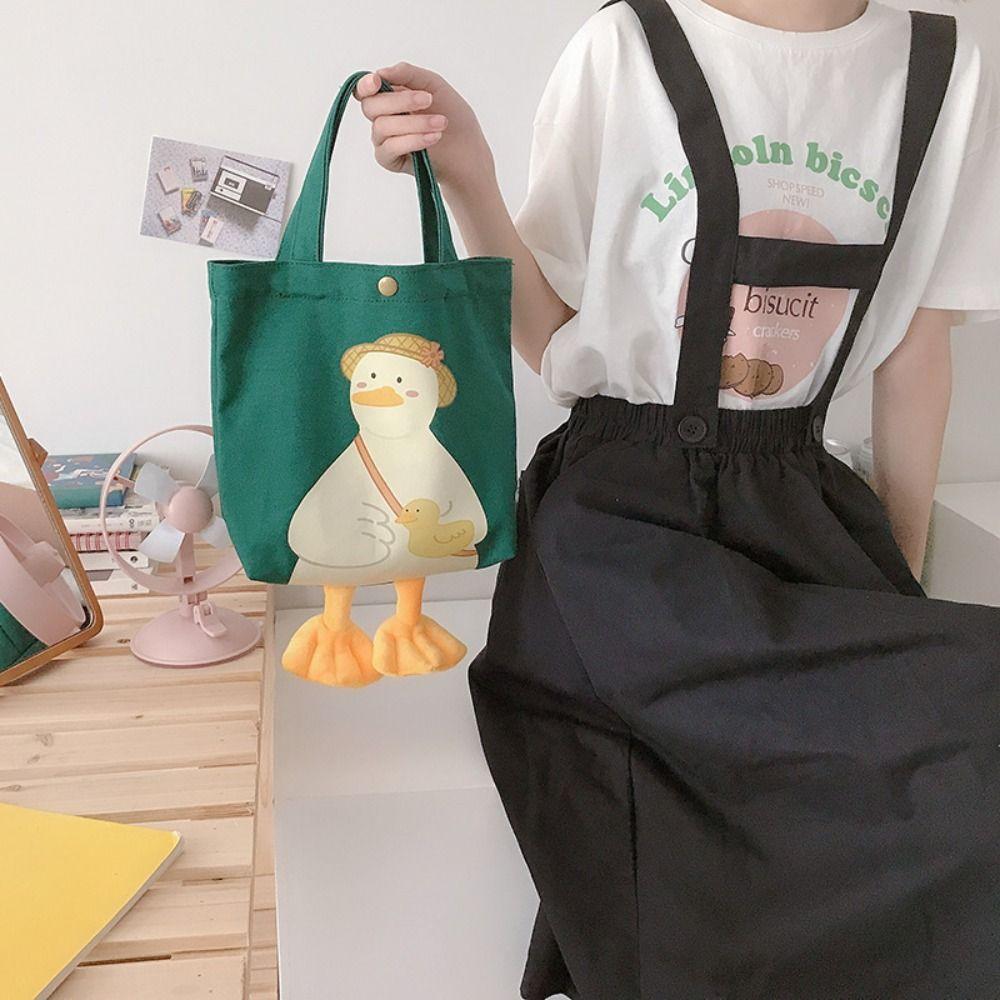 InsprerMe Eco Cute Duck Tote Bag Canvas Duck Embroidery Crossbody bag Fashion Large-Capacity Shopping Bag 6