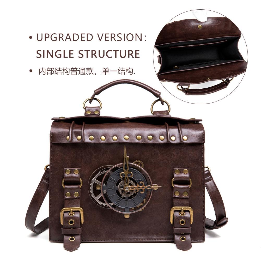 Umsif Messenger Bag Leren Retro Aktetas Steampunk Crossbody Schoudertas Satchel voor Vrouwen Lolita Gothic Kostuum Accessoire Vintage Werk Cross-body Tas