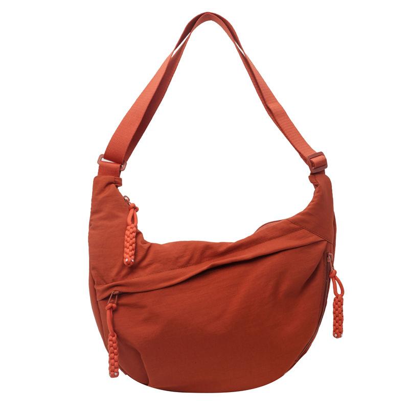 Colorful Bag Grote capaciteit Messenger Bag Effen Kleur Vrouwelijke Schoudertas Studenten Dumpling Bag oranje