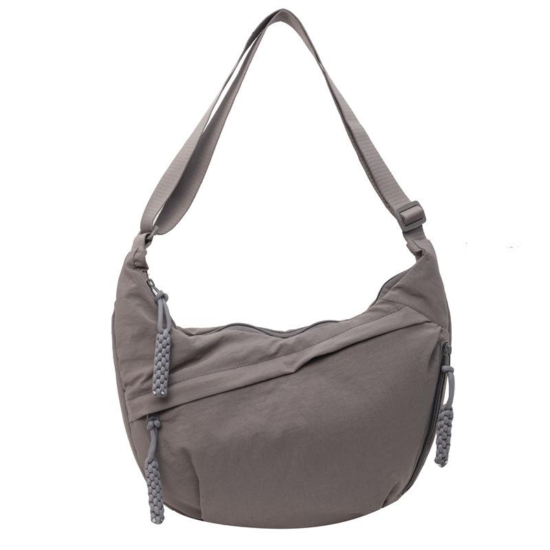 Colorful Bag Grote capaciteit Messenger Bag Effen Kleur Vrouwelijke Schoudertas Studenten Dumpling Bag grijs