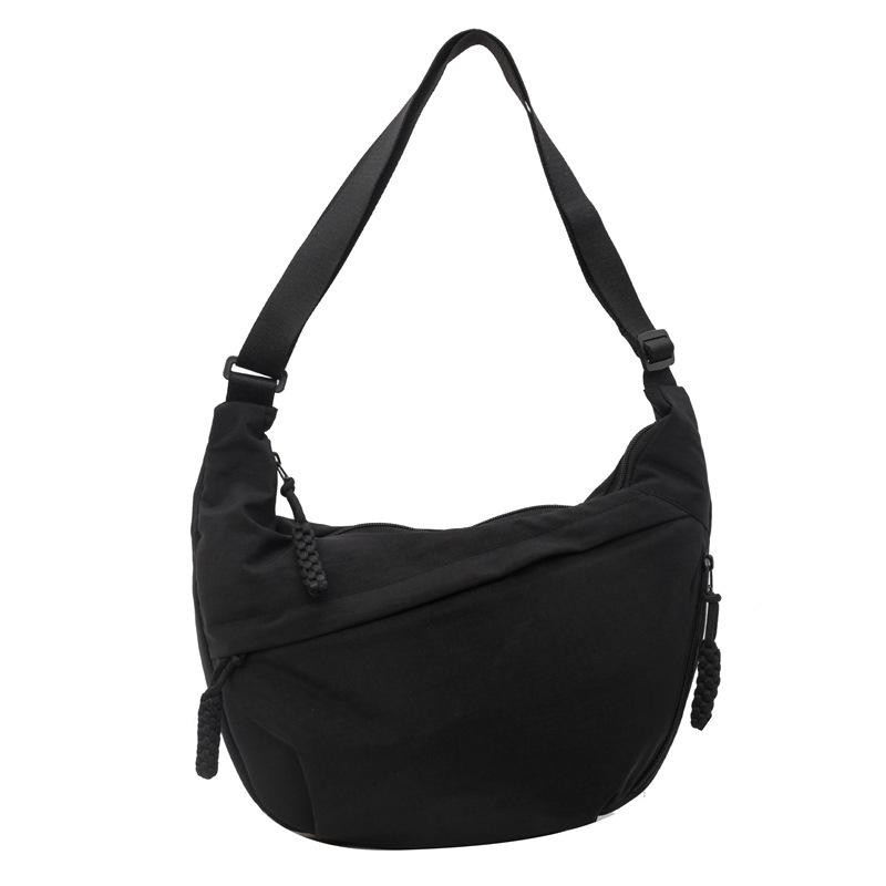 Colorful Bag Grote capaciteit Messenger Bag Effen Kleur Vrouwelijke Schoudertas Studenten Dumpling Bag zwart