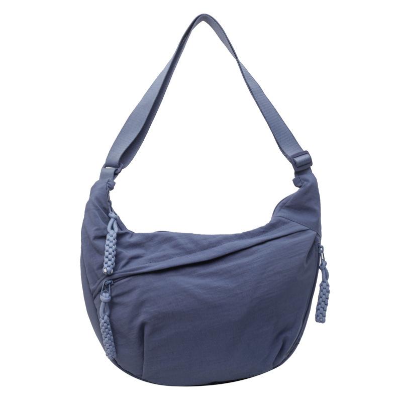 Colorful Bag Grote capaciteit Messenger Bag Effen Kleur Vrouwelijke Schoudertas Studenten Dumpling Bag blauw