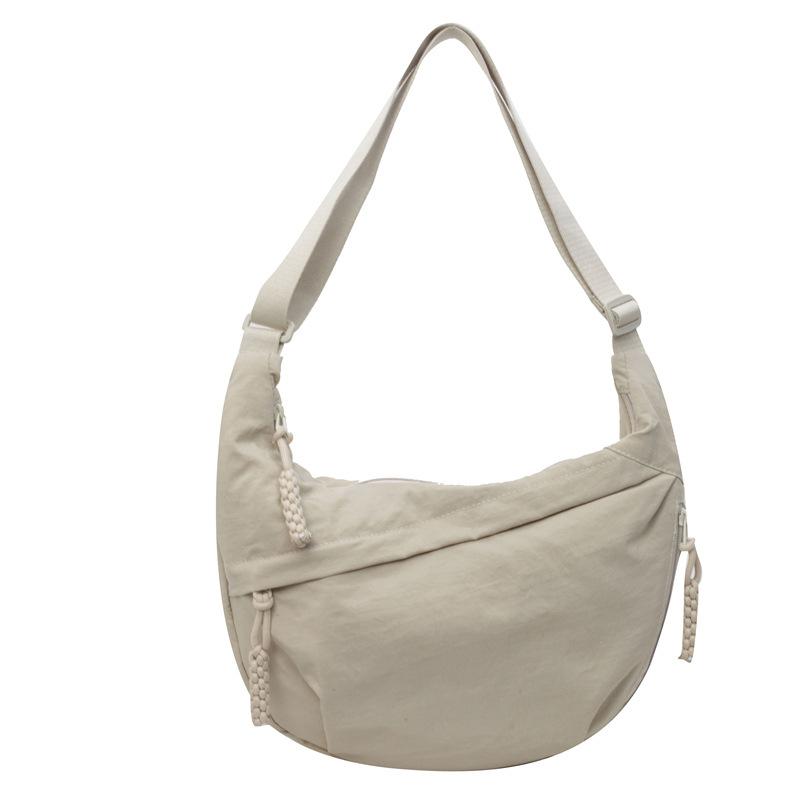 MEETFASHION Vrouwen Effen Kleur Grote Capaciteit Rits Dumpling Bun Tas Vrijetijds Sport Canvas Schuine Schouder Crossbody Tassen Verstelbare Band Riem One Size