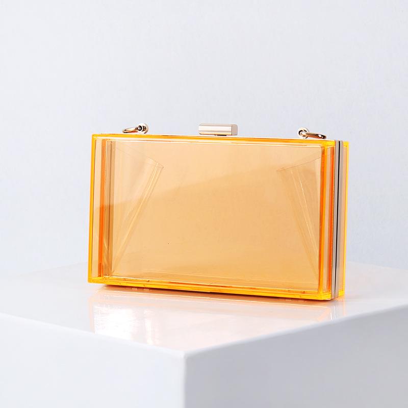 Umsif Dames schattige doorzichtige portemonnee acryl box clutch handtas, transparante crossbody avondtasje stadion goedgekeurde kettingriem