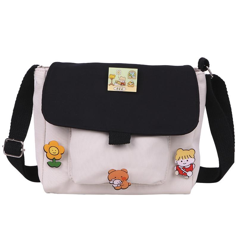 LCAuto parts Crossbodytassen Dames Canvas Flap-bag Kawaii Harajuku All-match Studenten Casual Vrouwelijke Handtassen Koreaans Ulzzang Dagelijks Chic Mode
