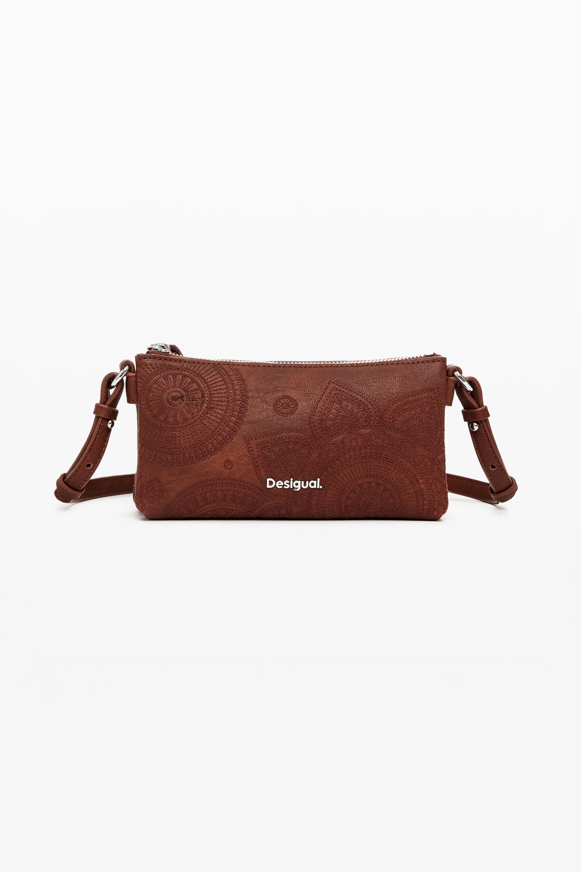 Desigual Portemonnee met geborduurde bloemen - BROWN