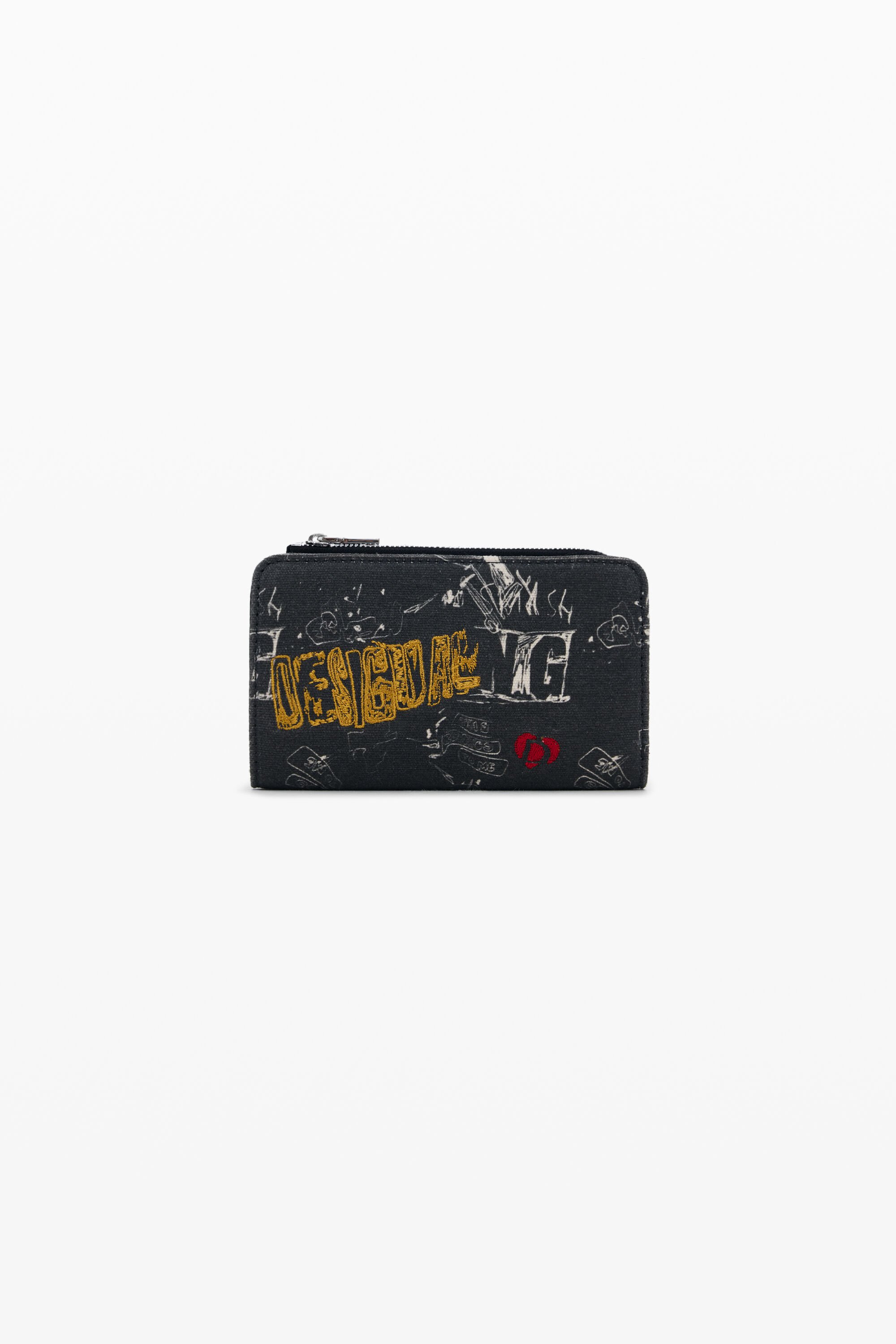 Desigual Middelgrote portemonnee met print - BLACK
