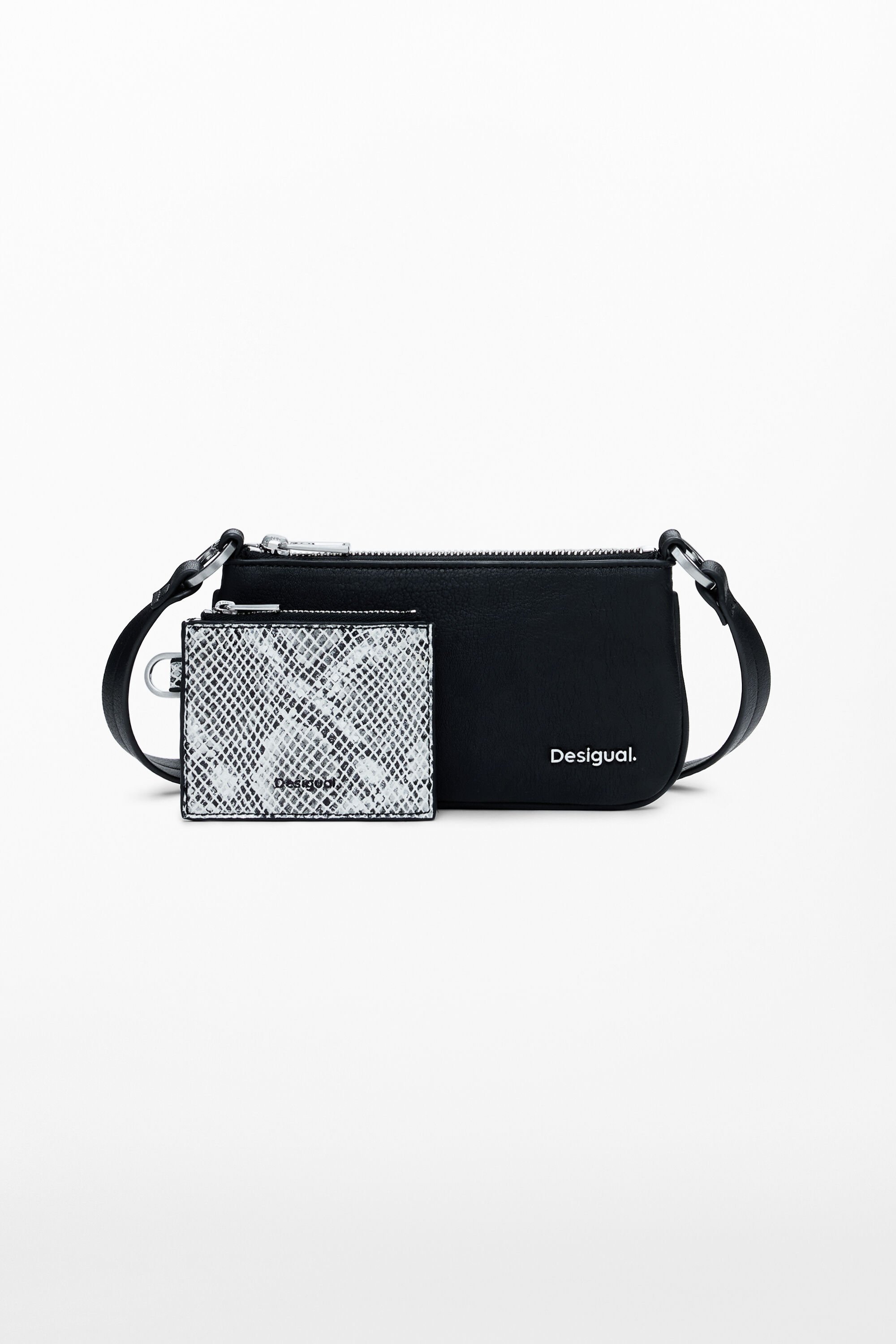 Desigual Grote 2-in-1 portemonnee met slangenprint - BLACK