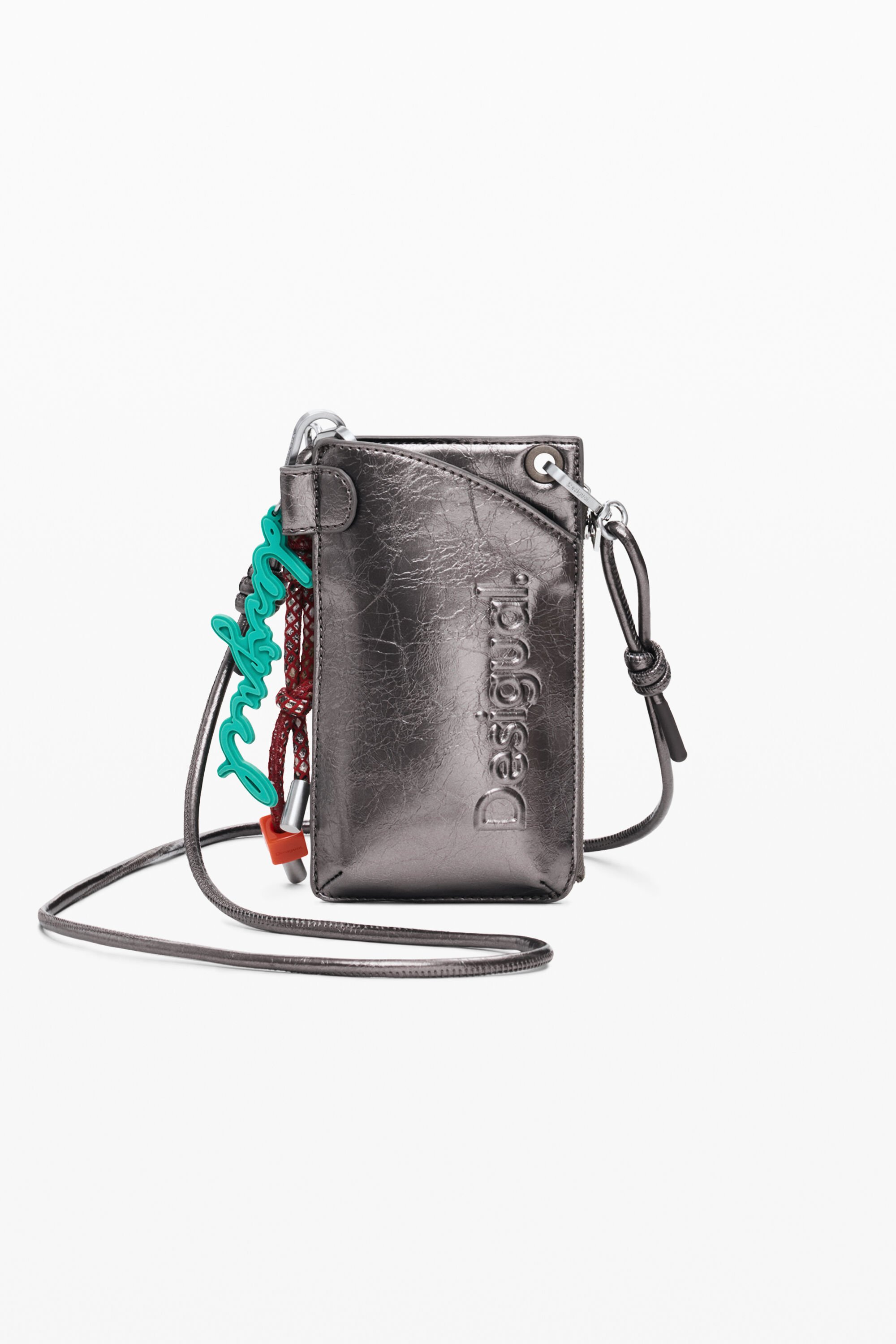 Desigual Middelgrote metallic 3D-logo telefoontas - MATERIAL FINISHES