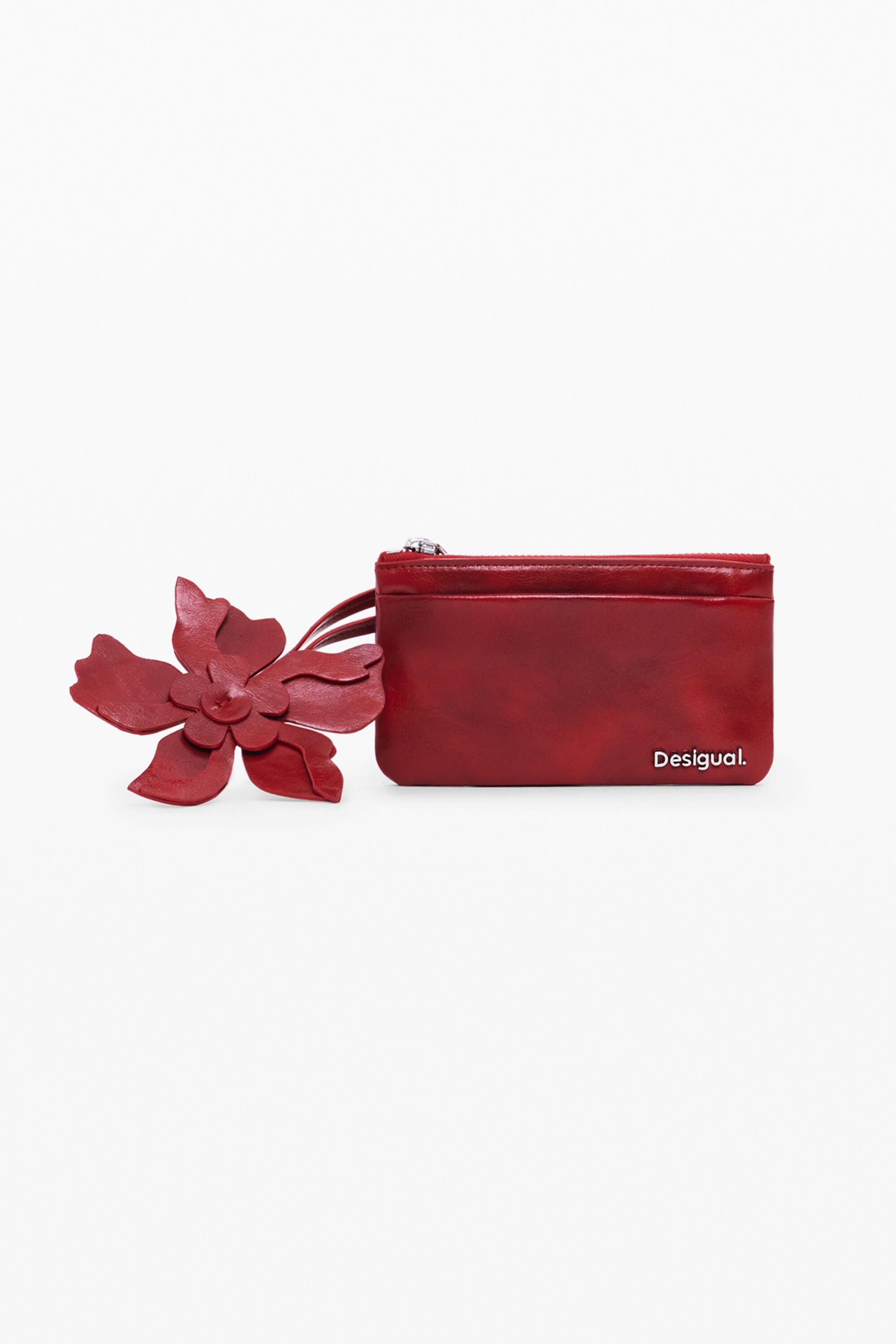 Desigual Kleine glanzende kaarthouder met leerlook - RED