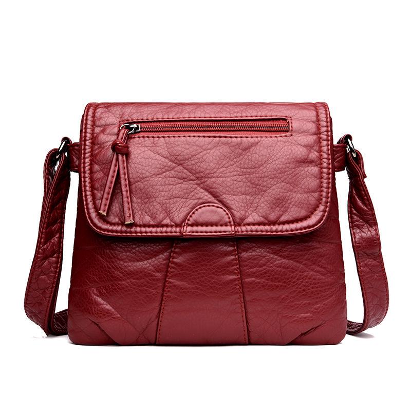 Yogodlns Dames Zacht Leren Schoudertas Vrouwelijke Crossbody Portemonnee 25cm*3cm*22cm wijnrode kleur