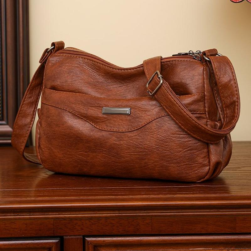 RUWB BAGS Zachte PU-lederen luxe handtassen portemonnees damestassen designer schoudertas crossbody tas voor vrouwen merk 2024 wintertrend messenger bags bruin