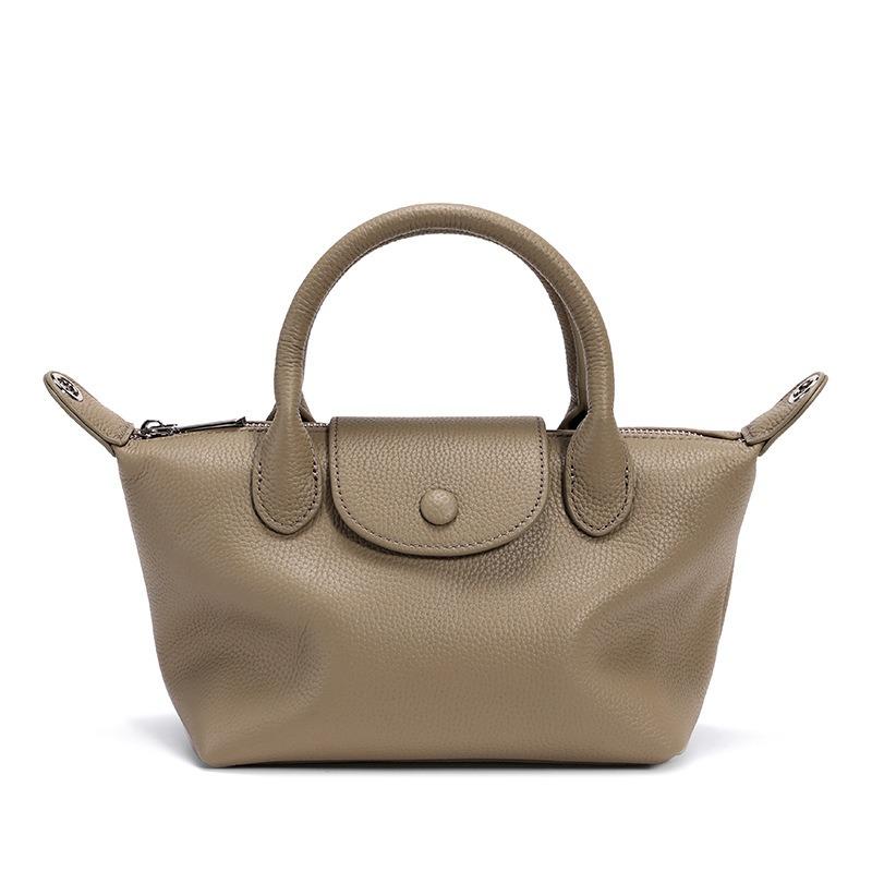VIA ROMA Crossbody tas hoofdlaag koeienhuid enkele schoudertas vrouwen all match senior sense lychee graan handtas grijs