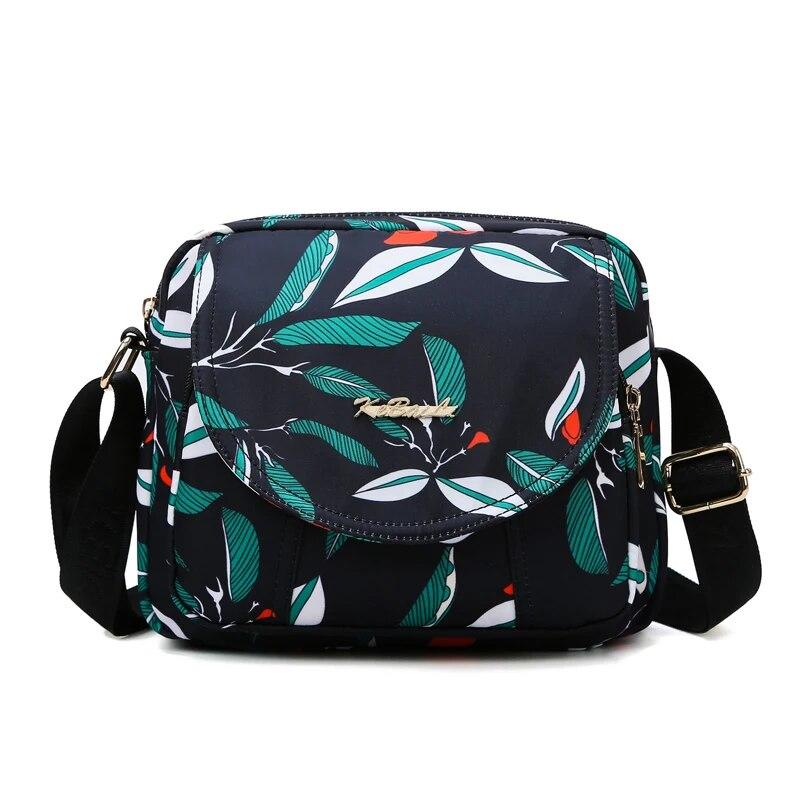 RUWB BAGS Mode bloempatroon ontwerp dames schoudertas multi-pocket dames messenger bags mode hoge kwaliteit nylon damestas portemonnee generieke viridian kleur