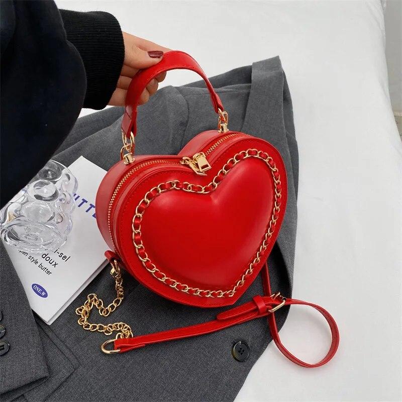 Enjoytime H Liefdesharttassen voor vrouwen Kettingen Schoudertas Crossbady Bolsas Feminina Groothandelsartikelen Bolsos Mujer Zoete modehandtassen rood