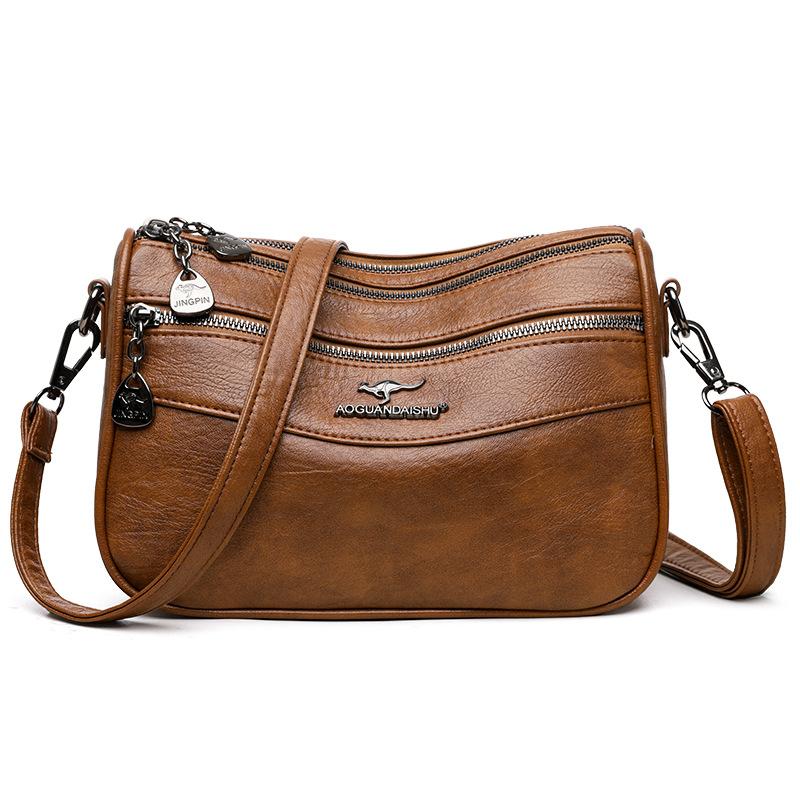 VIA ROMA Damestas Four Seasons Damestas Grote capaciteit Goede kwaliteit Een schouder schuine kruis tas Zachte textuur tas bruin
