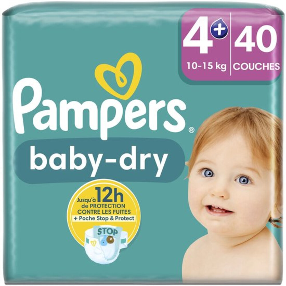 Pampers 2x  Baby Dry Luiers Maat 4+ (10-15 kg) 40 stuks