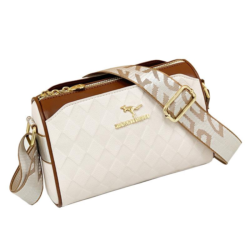 VIA ROMA Classic Retro Large Capacity Women's Crossbody Bag Simple Daily Shoulder Bag Soft Leather Solid Color Everything wit