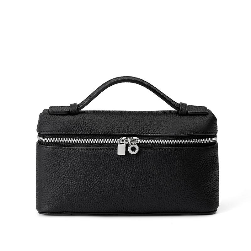 VIA ROMA Toplaag koeienhuid lunchbox echt leer damestas handtas crossbody tas zwart