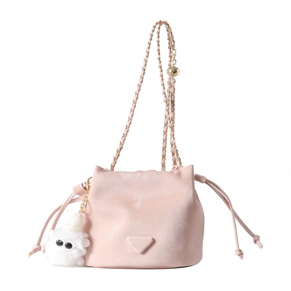 Luoiao368 Fashion Women Shoulder Bags PU Leather Crossbody Bag Large Capacity Messenger bag  for Women Pink-With pendant