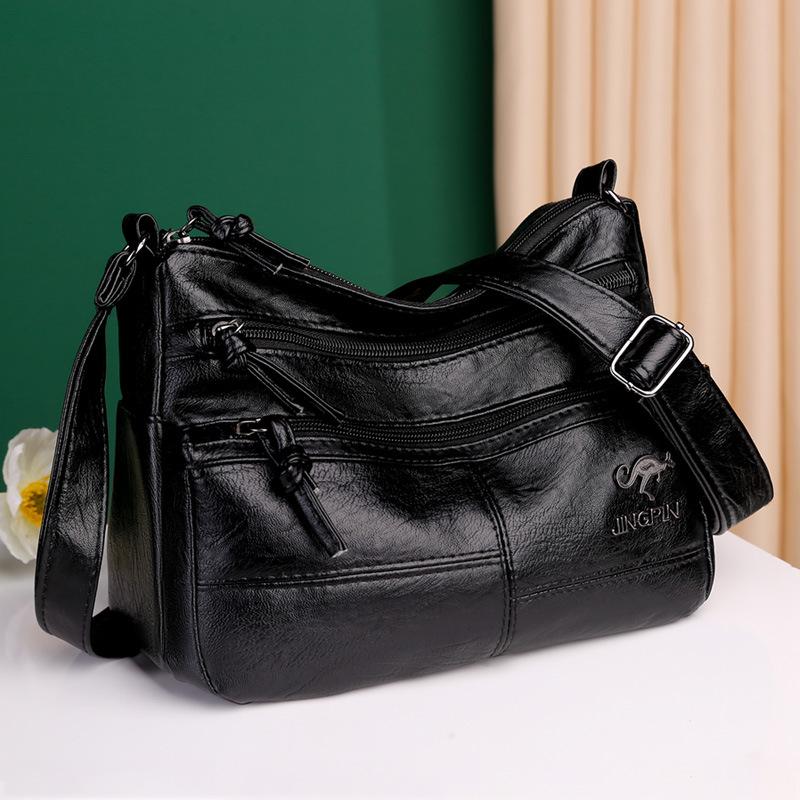 VIA ROMA Shoulder Bag Soft Leather Bag Women's Fashion Simple Trend Retro Multi-pocket Large Capacity