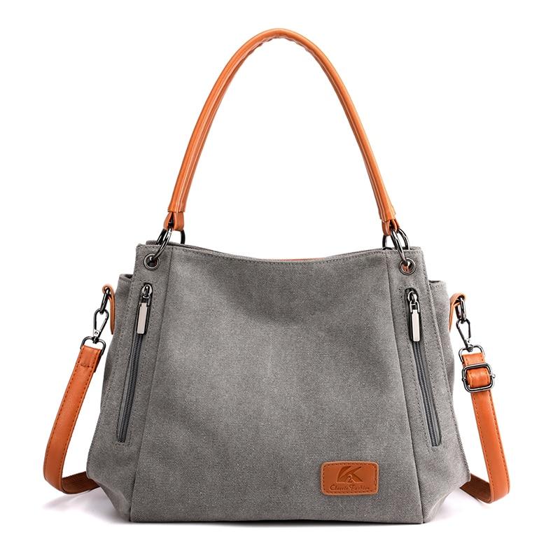 RUWB BAGS Vrouwen Tassen Modeontwerper Schouder Crossbody Tas voor Vrouwen 2024 Vrouwelijke Messenger Bag Vrouwen Handtas Dame Canvas Stof Handtas grijze kleur