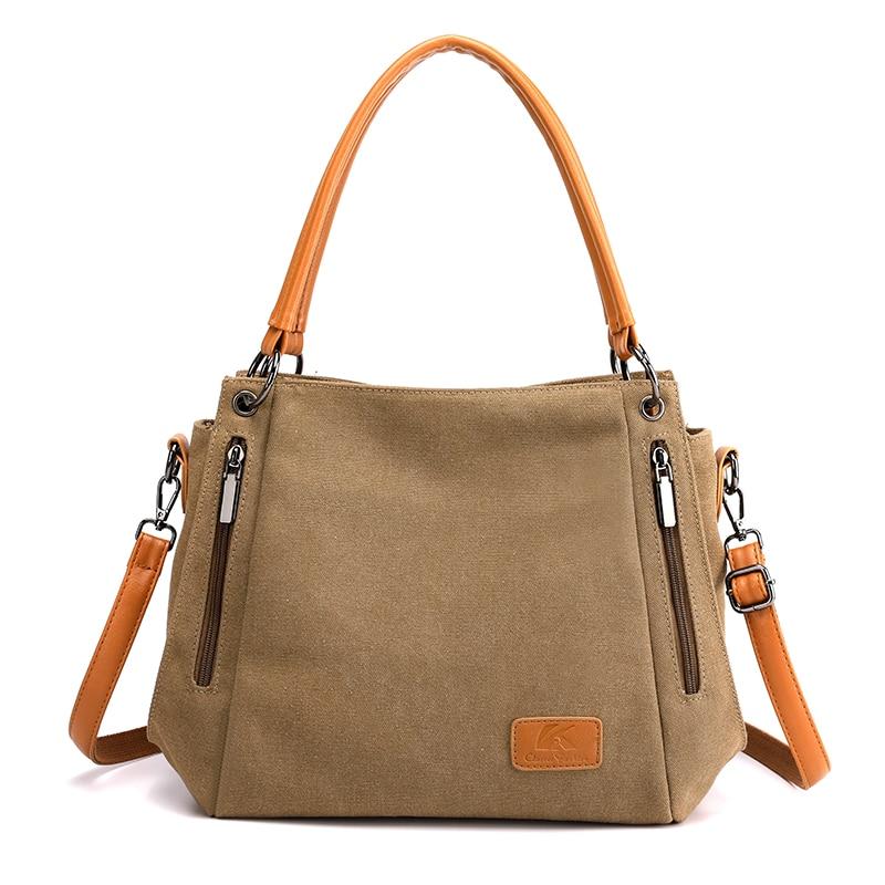 RUWB BAGS Vrouwen Tassen Modeontwerper Schouder Crossbody Tas voor Vrouwen 2024 Vrouwelijke Messenger Bag Vrouwen Handtas Dame Canvas Stof Handtas koffie