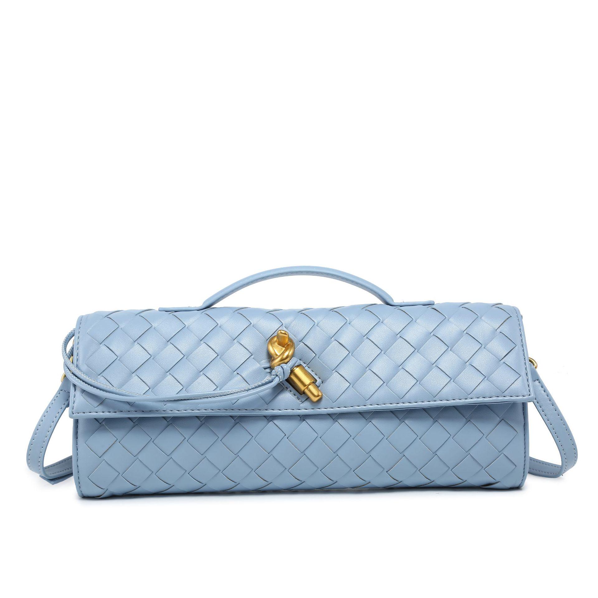 StrideBox 2024 Women's Retro Hand-Woven Baguette Crossbody Bag with Lock 31*14*7CM