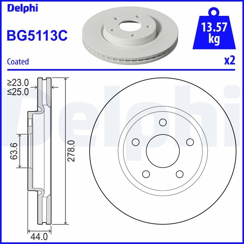 Ford Jeu De 2 Disques De Frein Peints