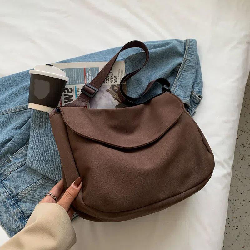 WTEMPO Eenvoudige effen kleur enkele schouder messenger bag veelzijdige Koreaanse nylon canvas cross-straddle dames