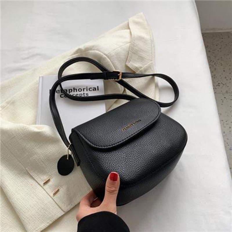 WTEMPO Dames stevige schoudertassen voor dames Letter Crossbody portemonnee Vrouwelijke PU lederen mini-tassen handtas 19.5x16x8.5cm zwart