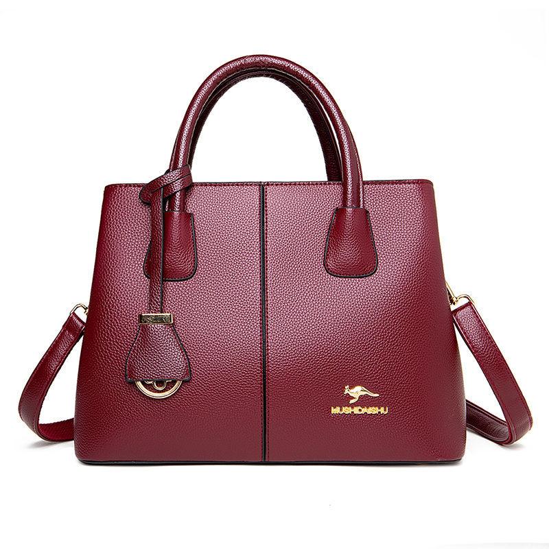 WTEMPO Vrouwelijke Echte Leren Middelbare Moeder Tas All-match Een-schouder Messenger Bag Toplaag Koeienhuid Handtas One Size