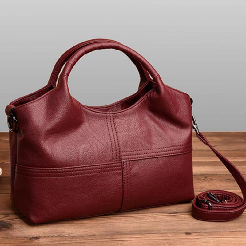 WTEMPO Hoge kwaliteit damestas Zachte PU leren handtas Dames Messenger Bag Stevige schoudertas 29*11*21cm wijnrode kleur