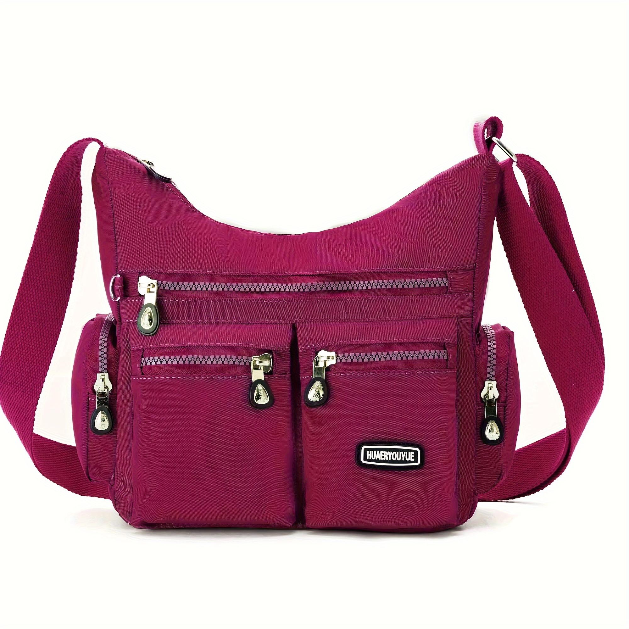 WTEMPO Waterdichte nylon crossbodytas, casual letterpatch decor schoudertas dames trendy rits portemonnee