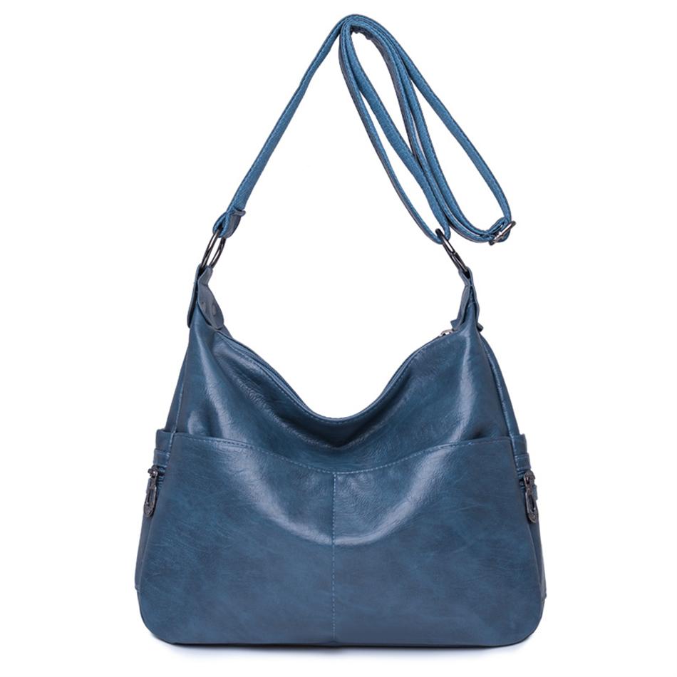 Your favorite bag Retro Vrouwen Schoudertas Zacht PU Leer Luxe Designer Vrouwelijke Koerierstas 2022 Trend Grote Capaciteit Dames Handtas Portemonnees blauw